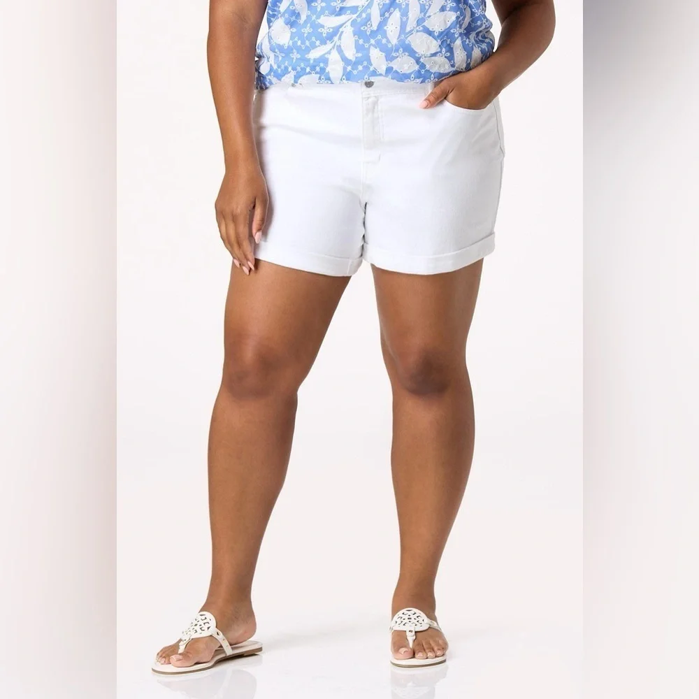 Cato | PLUS SIZE WHITE ROLLED DENIM SHORTS VARIOUS SIZES AVAILABLE